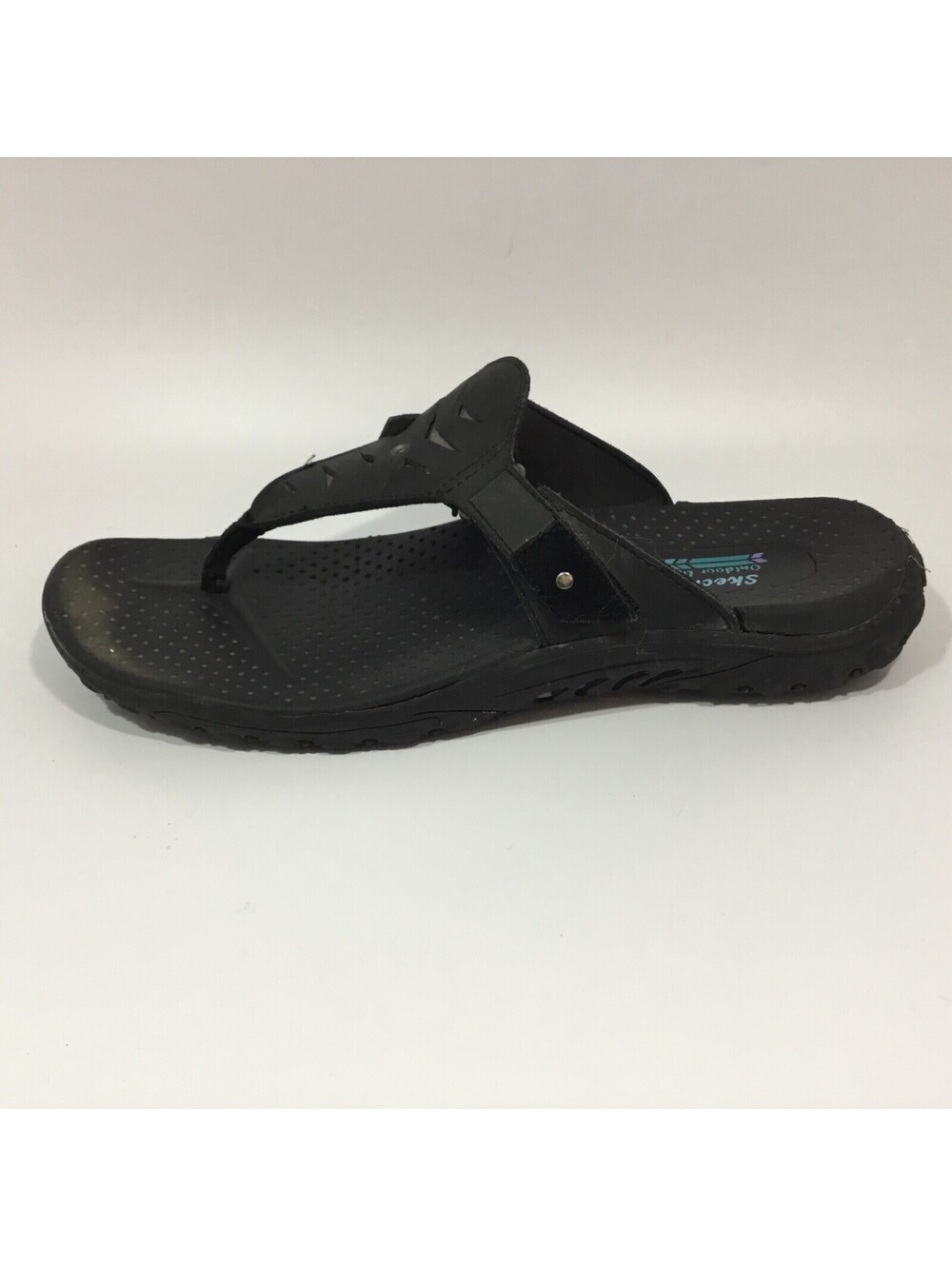 SKECHERS Sandals Outdoor Lifestyle Adjustable Black Thong Flip Flop 8